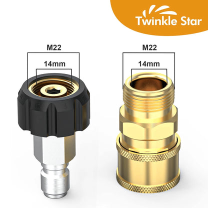 2X Pressure M22-14mm Swivel to 9.5mm Quick Connect Kit for Automotive