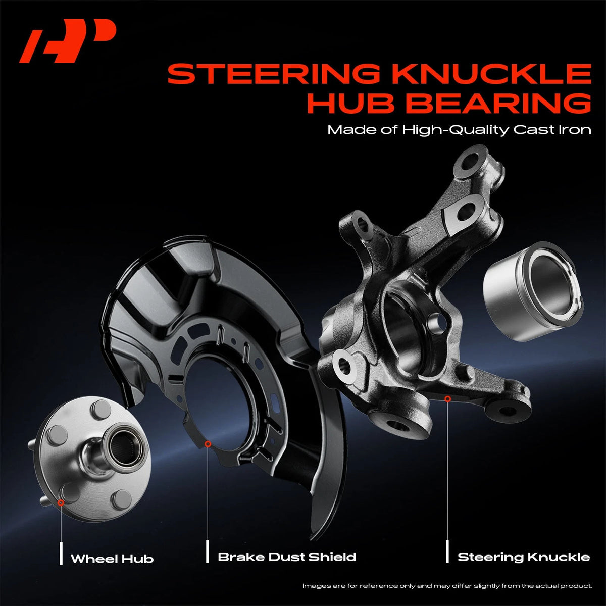 2X Steering Knuckle & Hub Bearing Assembly for Honda Ridgeline (2006–2014) 44300SJCA01, 44600SJC305, 45255SJCA00