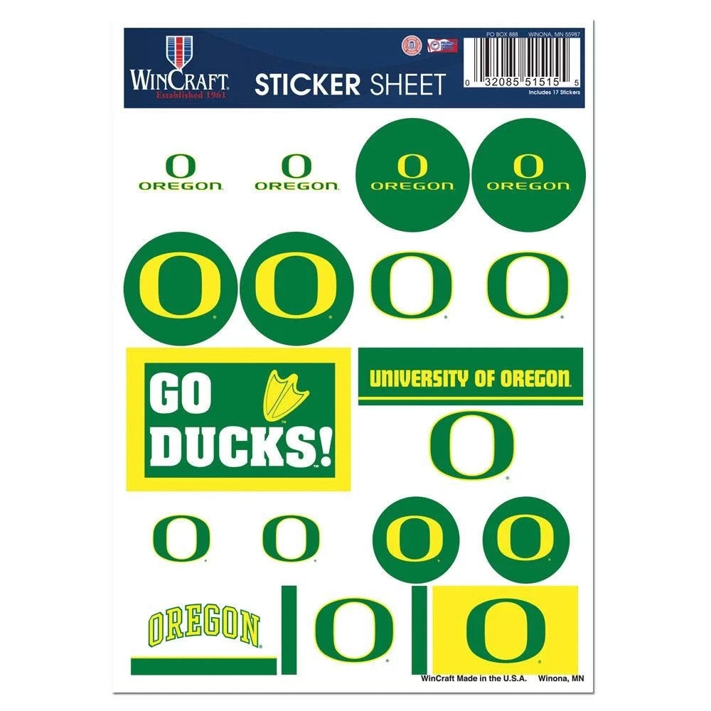 Vinyl Sticker Sheet for NCAA University of Oregon (5" x 7")