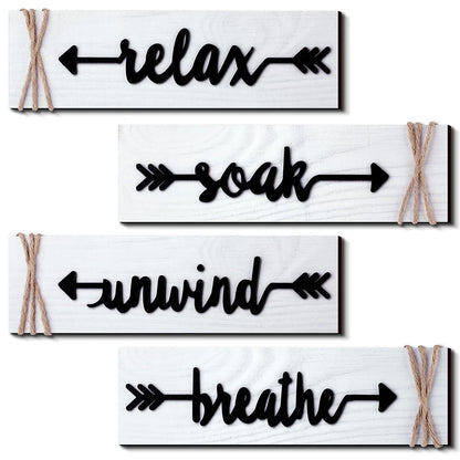 4 Pieces Farmhouse Bathroom Decor Wall Art Set (No Part Numbers)