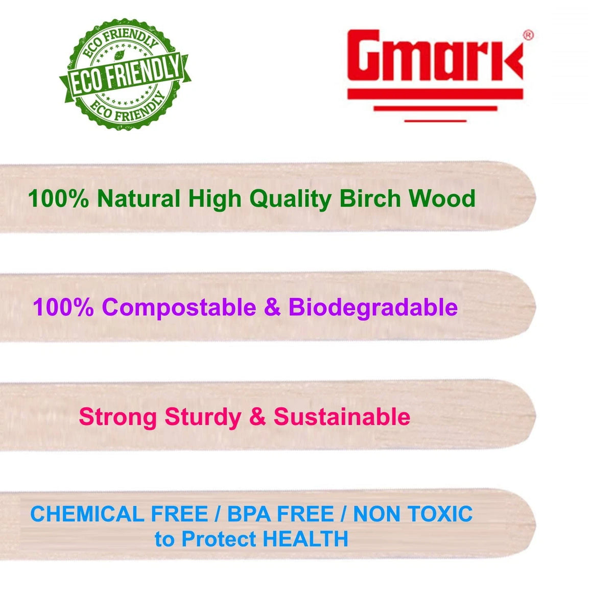 Set of 100 Wood Stirrer Sticks 5.5" for Coffee