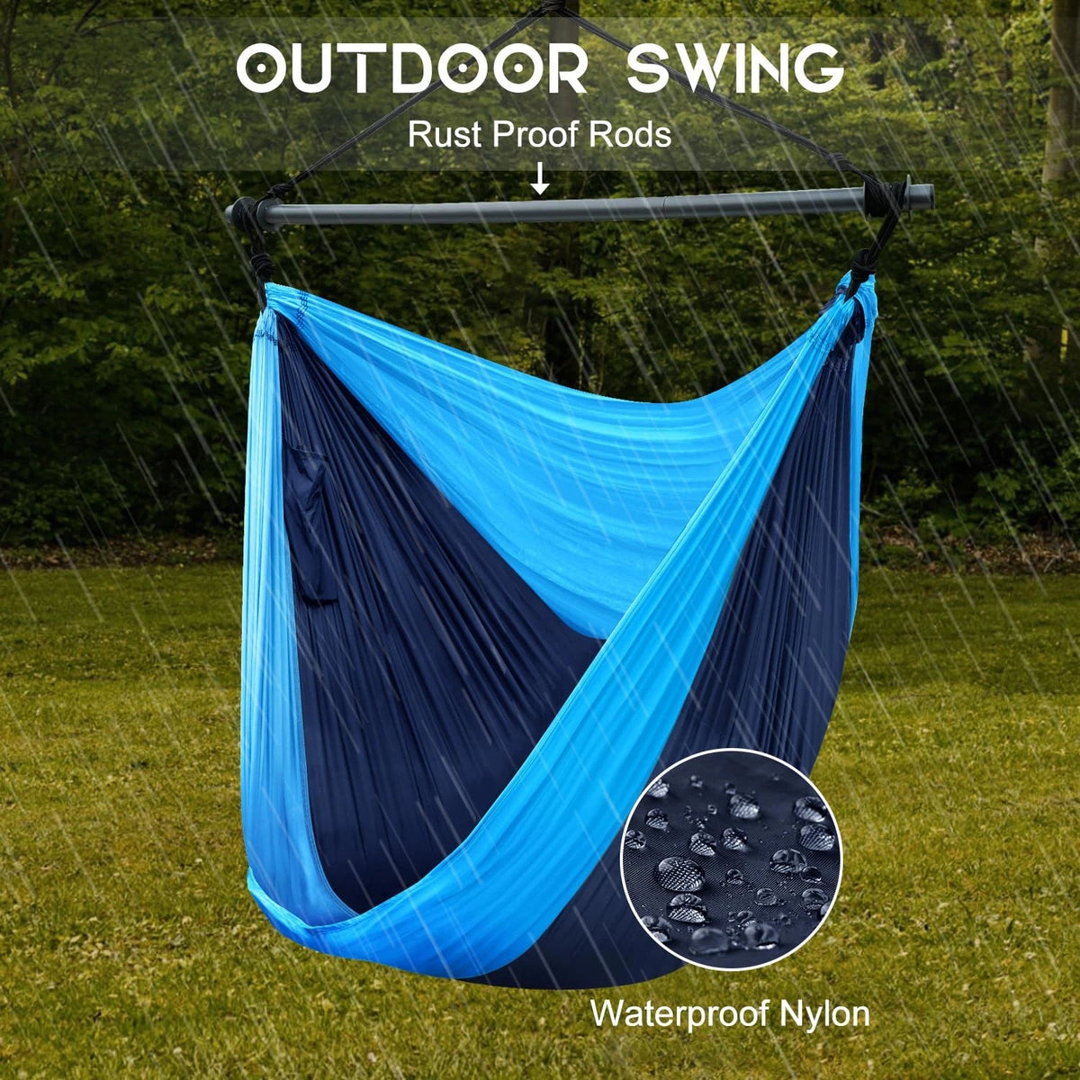 Hammock Chair Rope Swing for Outdoor Camping Backyard Patio (500 lbs)