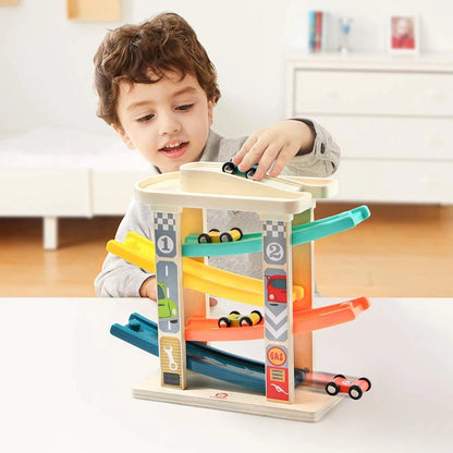 Wooden Race Track Car Ramp Toys for Toddlers (1-2 Years)
