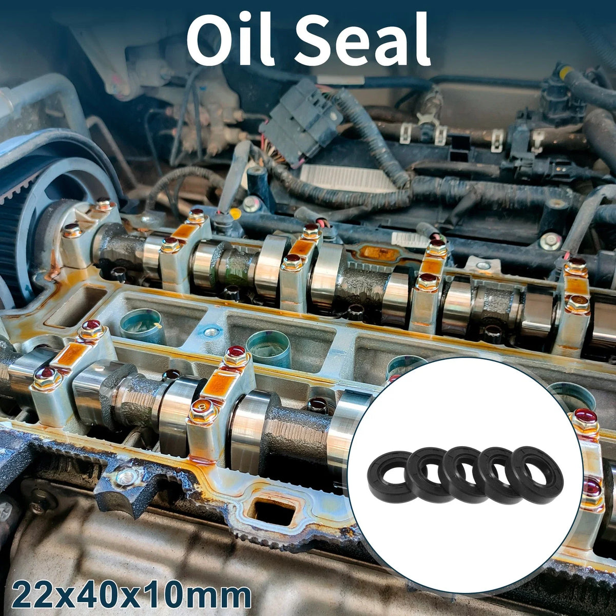 Set of 5 Oil Seal Rotary Shaft Seal NBR Rubber 22x40x10mm