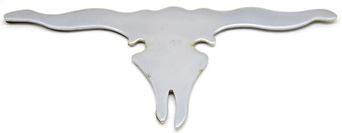 Cutout Longhorn Steer Skull Chrome Steel Tape Mount for Automotive (90223)