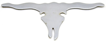 Cutout Longhorn Steer Skull Chrome Steel Tape Mount for Automotive (90223)