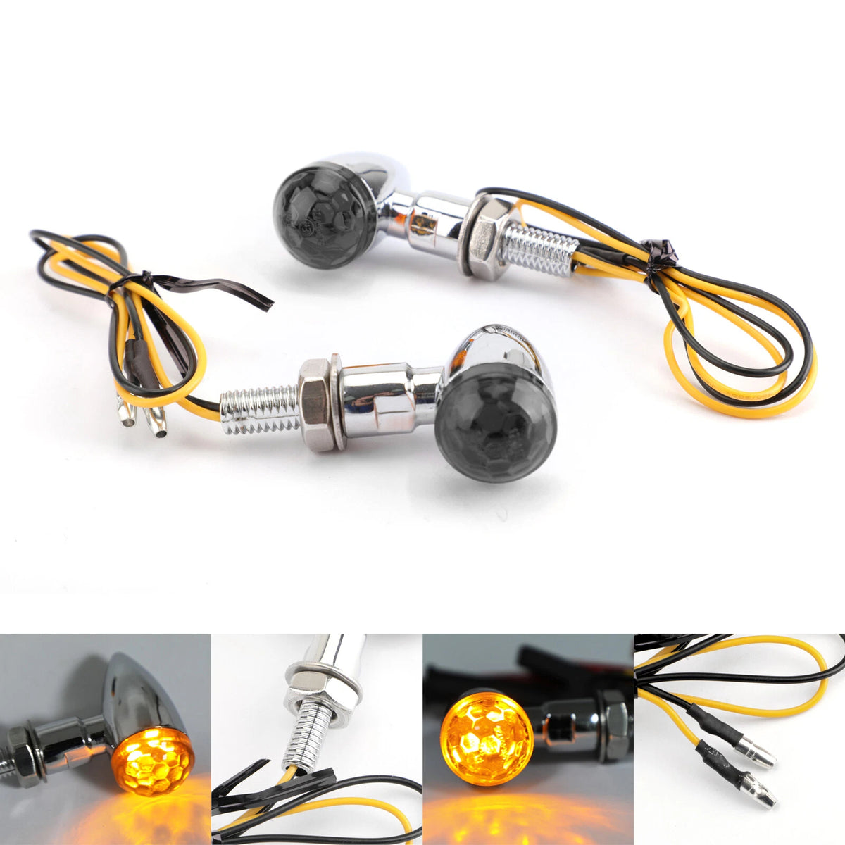 2X LED Mini Bullet Turn Signal Indicators for Universal (TS-141-ChromeS)