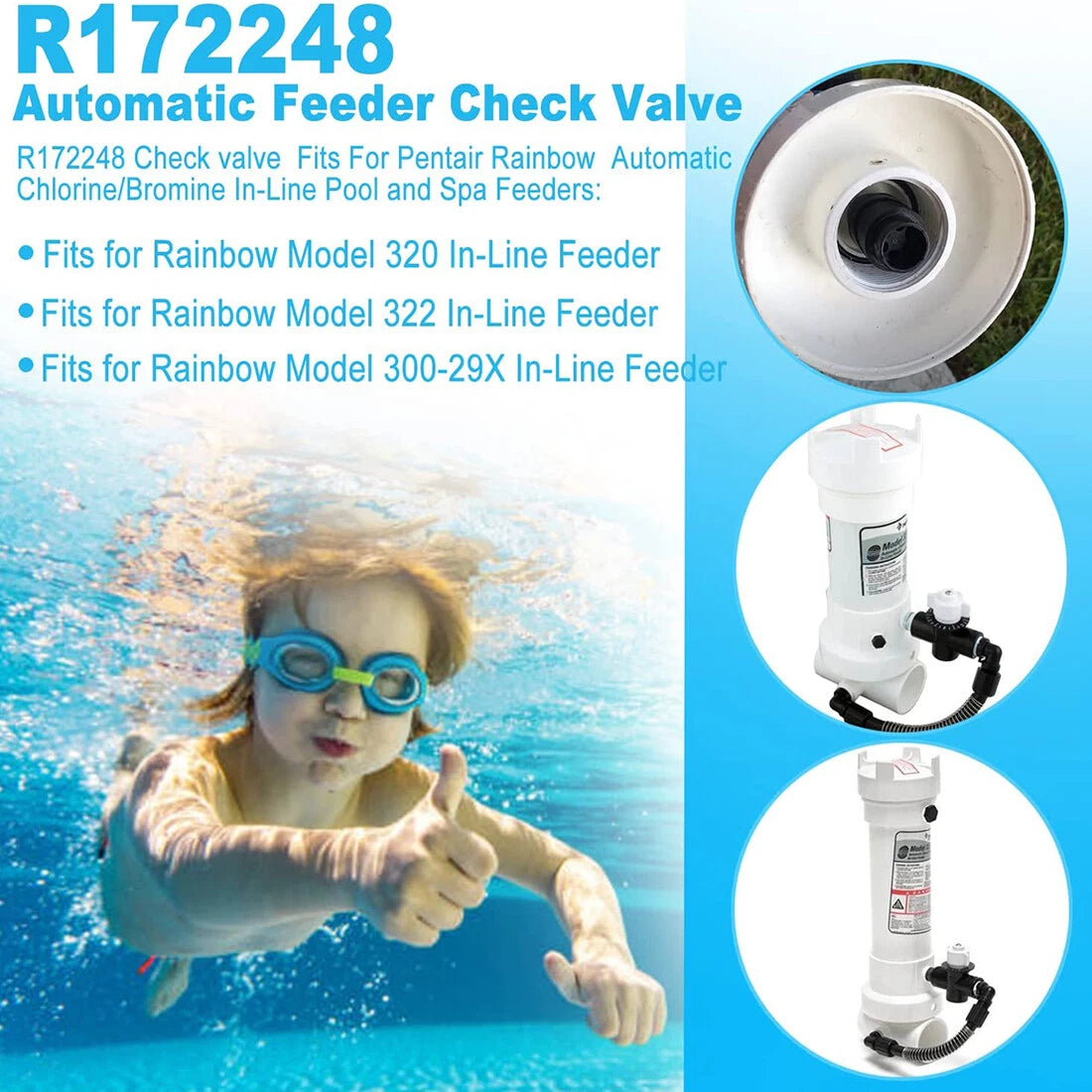 Check Valve for Pentair Rainbow 320 Pool (R172248)