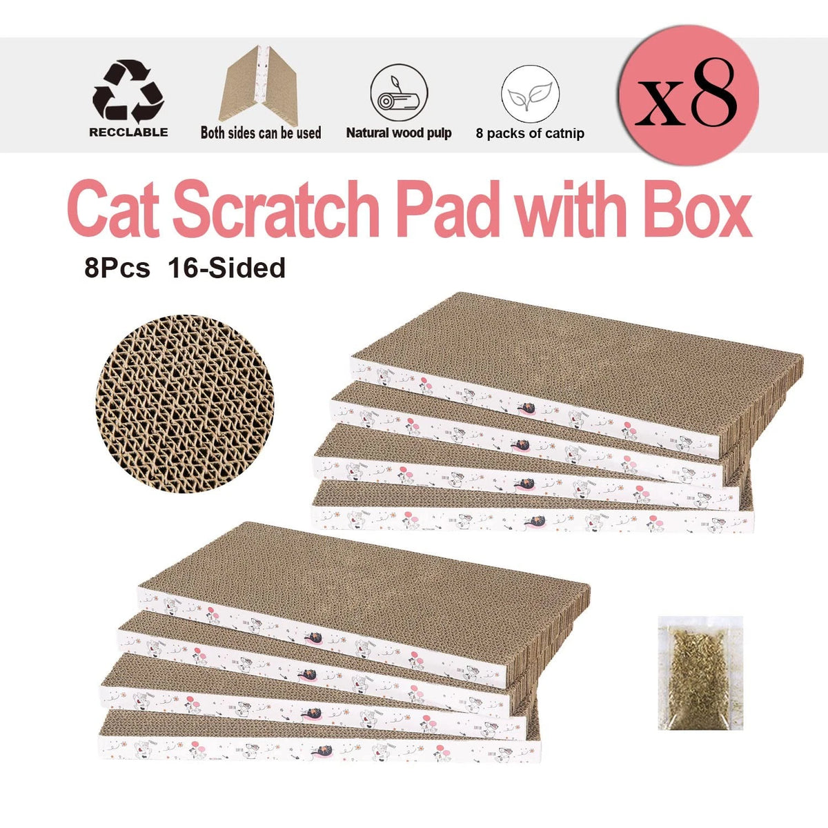 8 Pack Cat Scratch Pad for Cats