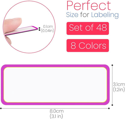 48 Magnetic Dry Erase Labels for Various Uses (3.2 x 1.2 inches)