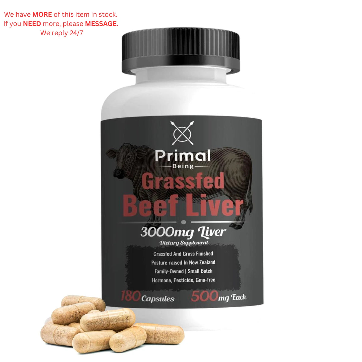 Grassfed Beef Liver 3000mg Freeze Dried - 180 Count (Pack of 1)