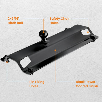 5th Wheel Rail Gooseneck Trailer Hitch Kit for 25000lb Capacity (Black)