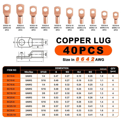 Hydraulic Crimping Tool Kit for Cable Cutter and Terminal (12 AWG to 2/0 AWG)