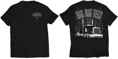 BRT Sketch Art Tee Shirt for Big Rig Truckers (Black)