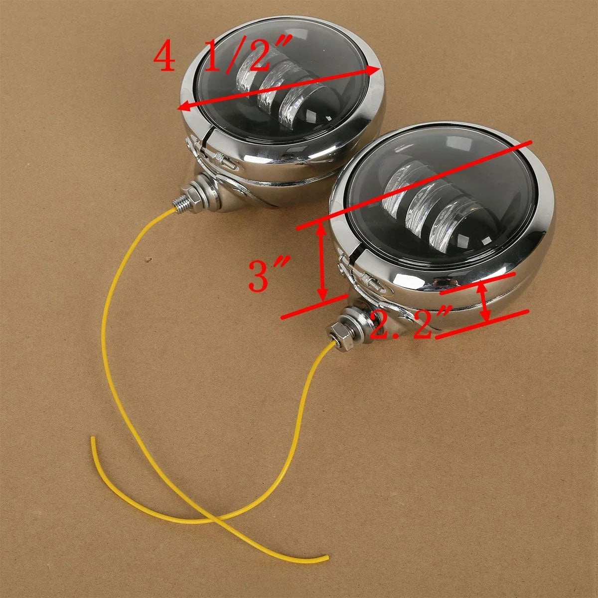 2X 4-1/2" Black LED Auxiliary Spot Fog Lights + Housing Bucket for Harley