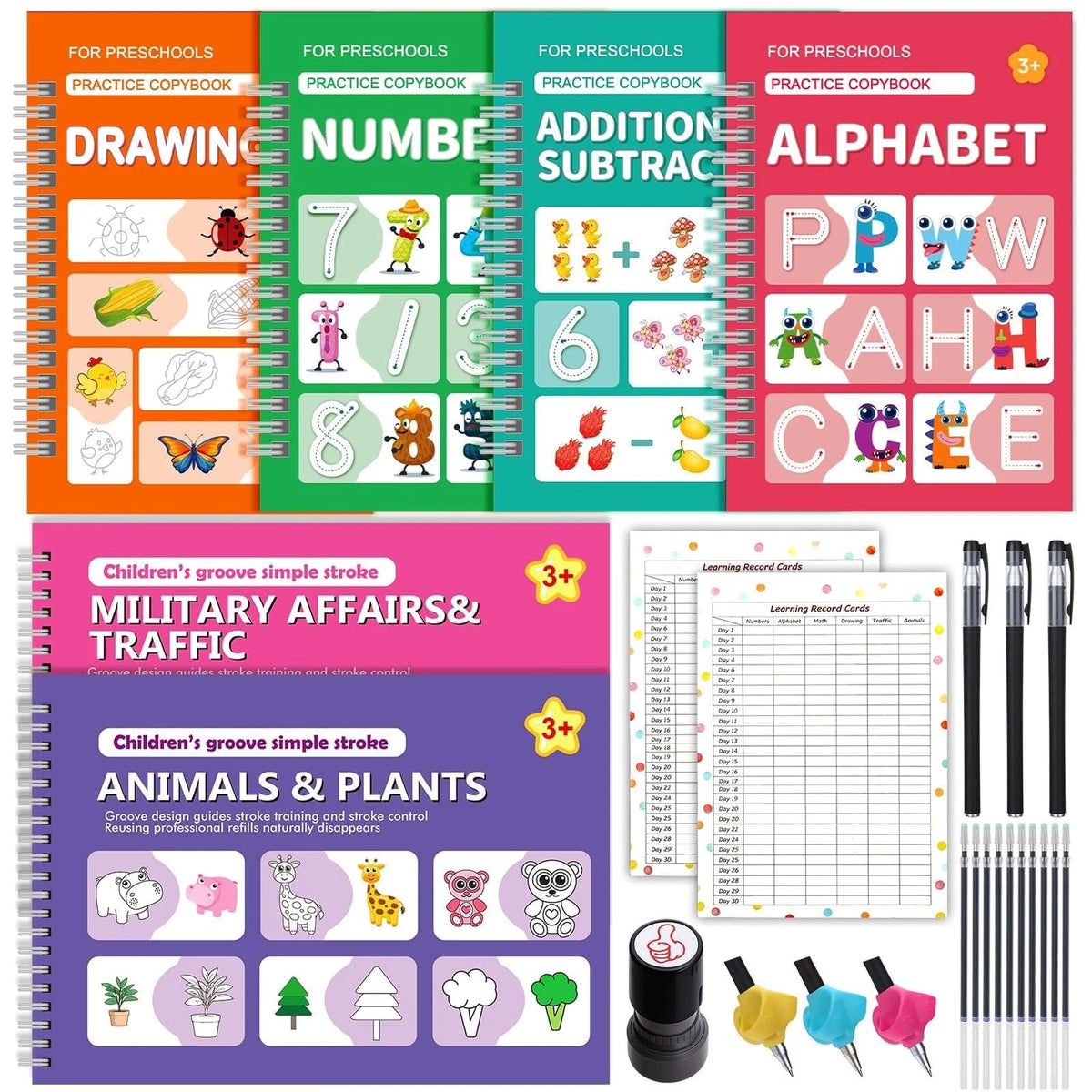 6 Pack Writing Practice Books for Kids, Reusable Handwriting Tools