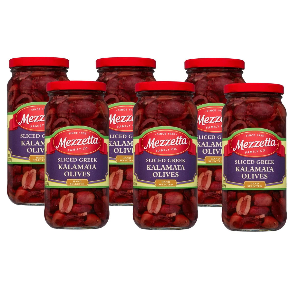 Sliced Kalamata Olives Jar 6 for Mediterranean Recipes