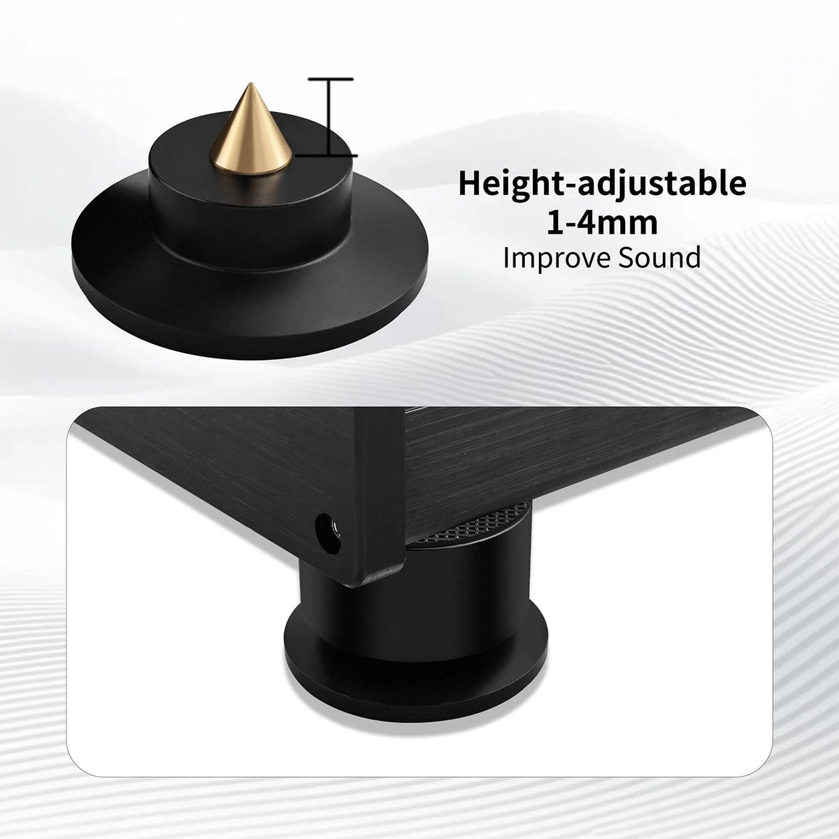 Set of 4 Turntable Isolation Feet for Speakers & Subwoofers - Black
