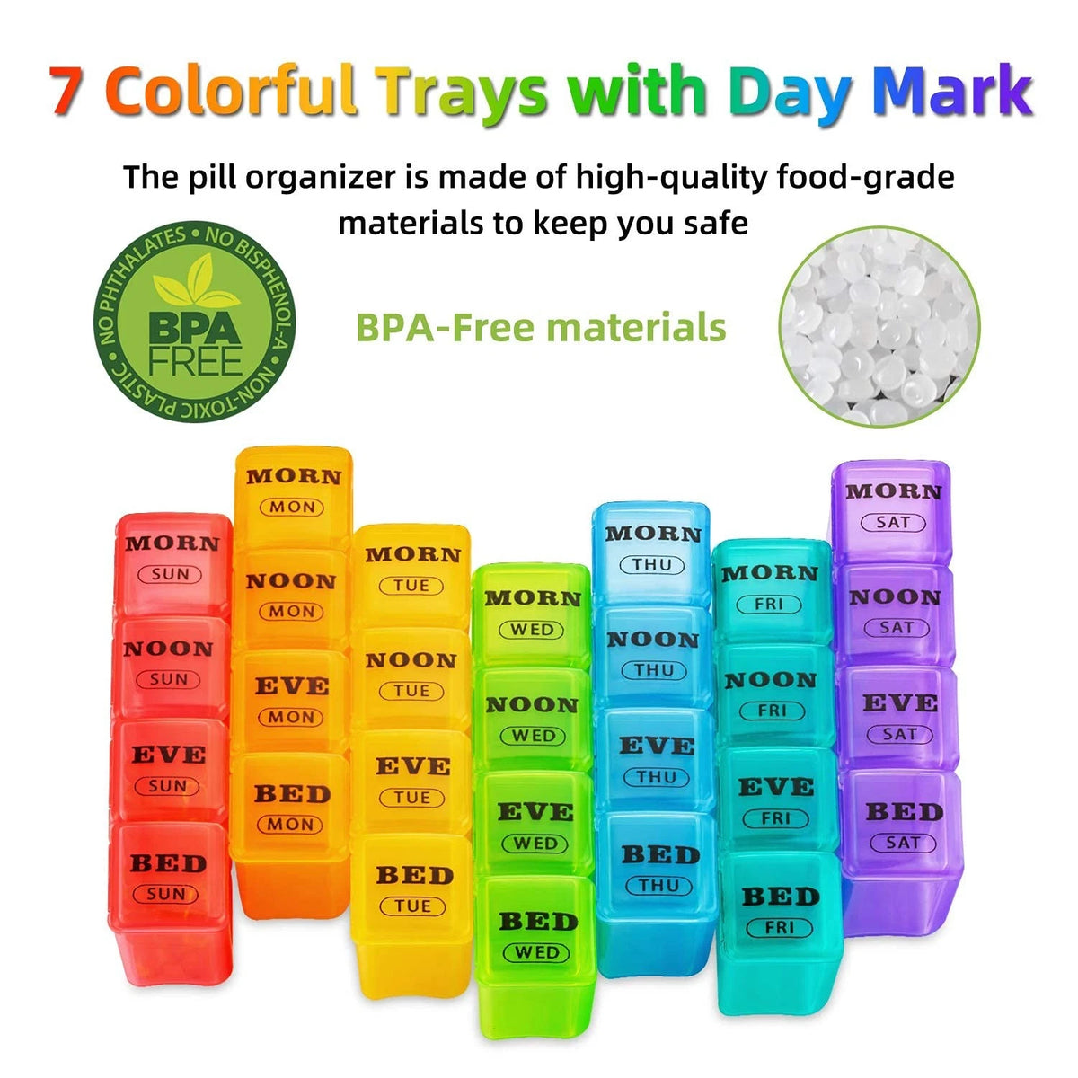 Set of 8 XL Weekly Pill Organizers for Daily Medication Management