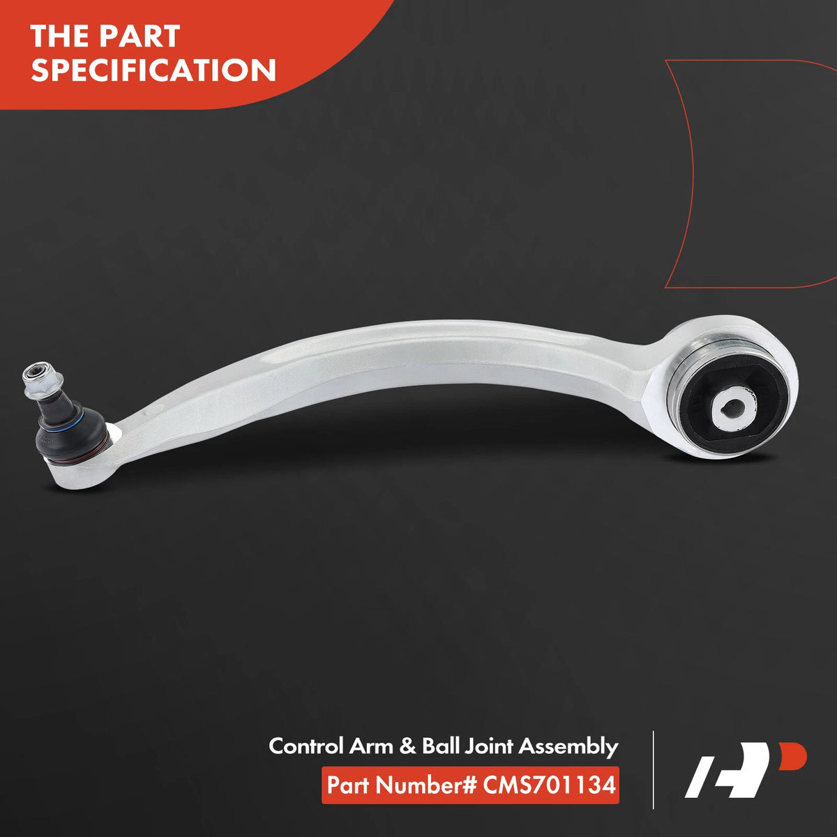 Front Right Lower Rearward Control Arm w/ Ball Joint for Audi (8W0407694B, 8W0407694A, CMS701134)
