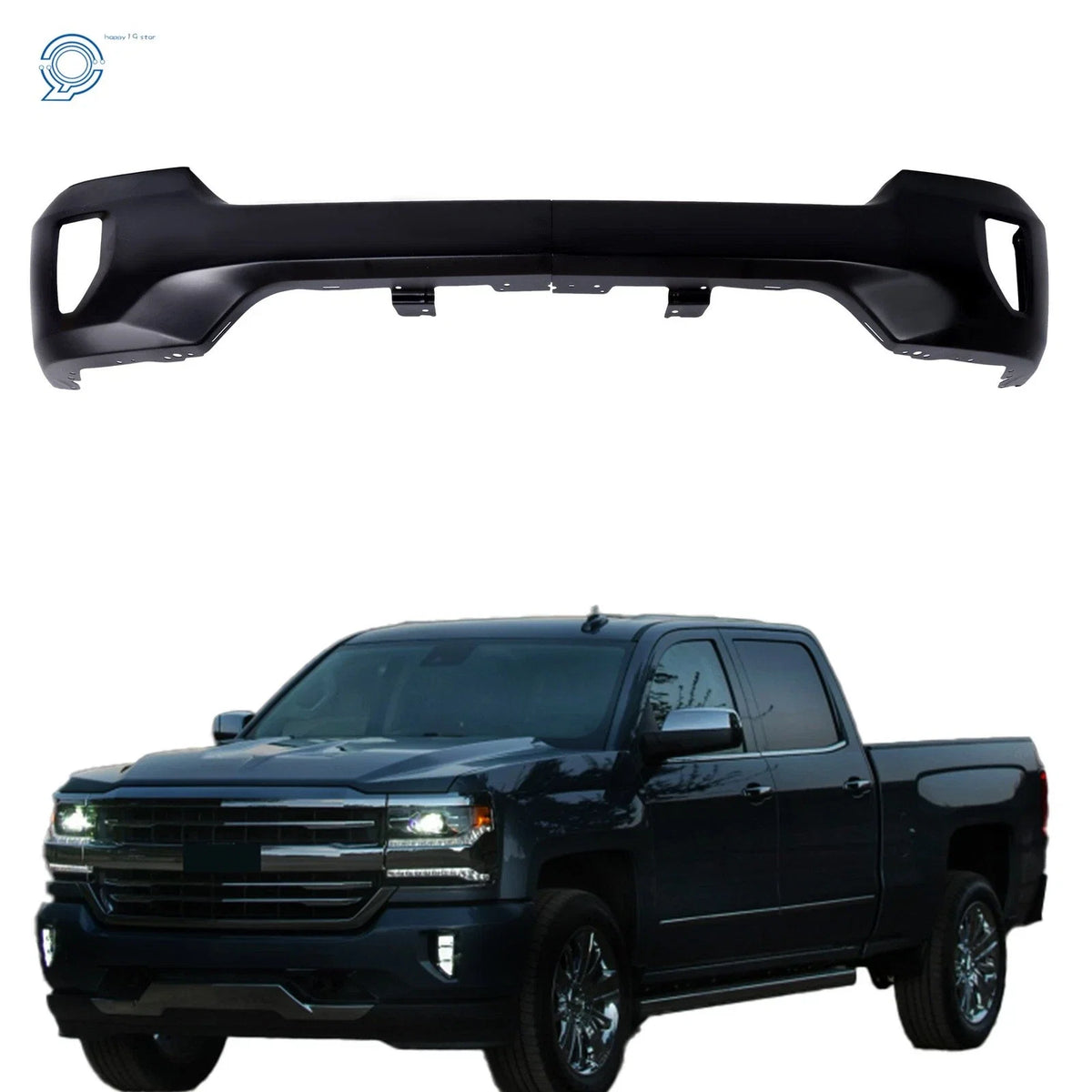 Front Bumper Face Bar with Fog Lamp Holes for Chevrolet Silverado 1500 (2016–2018)