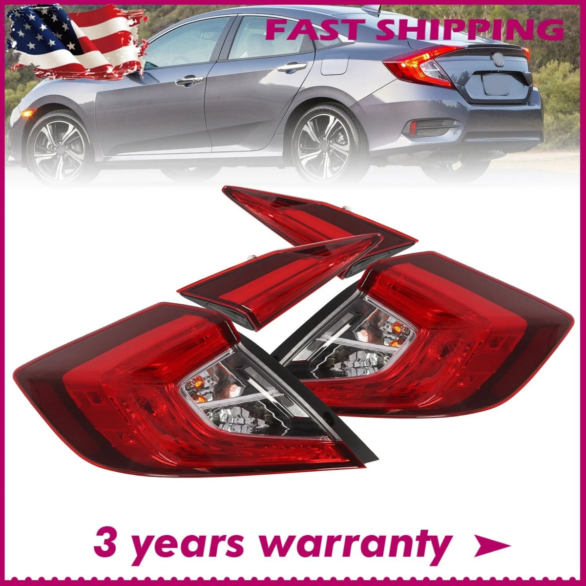 Set of Tail Lights for Honda Civic 2016–2021 (HO2804110, HO2805110)