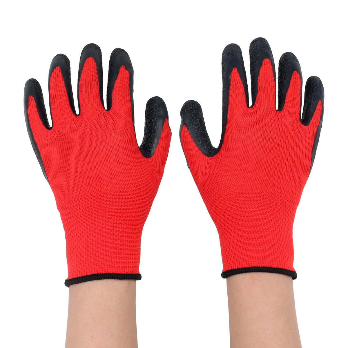 12 Pairs Rubber Coated Safety Work Gloves M-Size Large