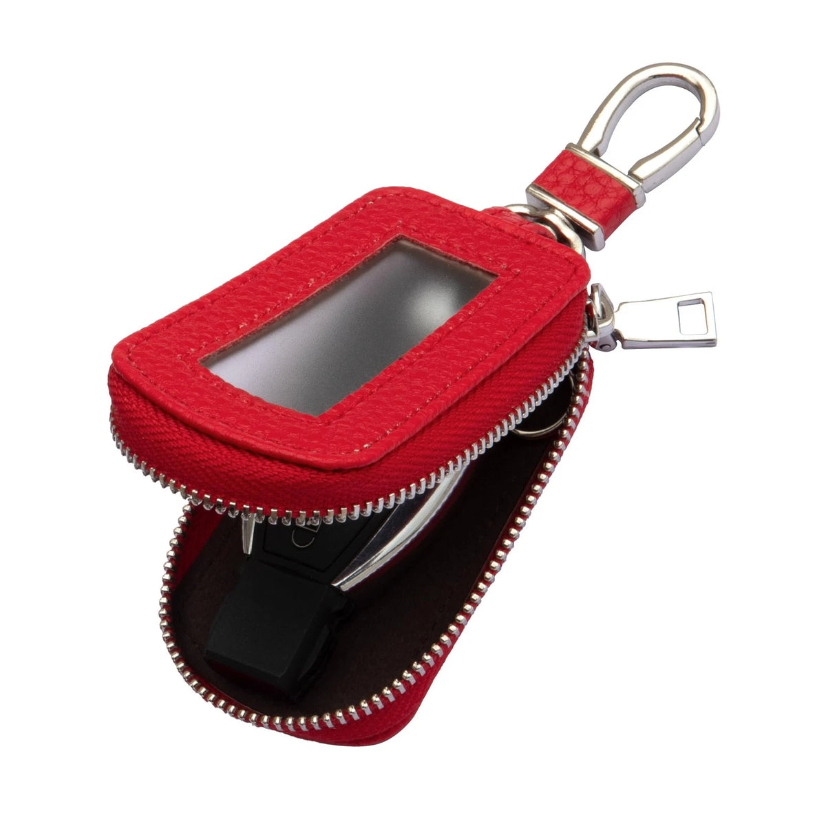 Leather Key Fob Cover for Universal Auto Remote - Red