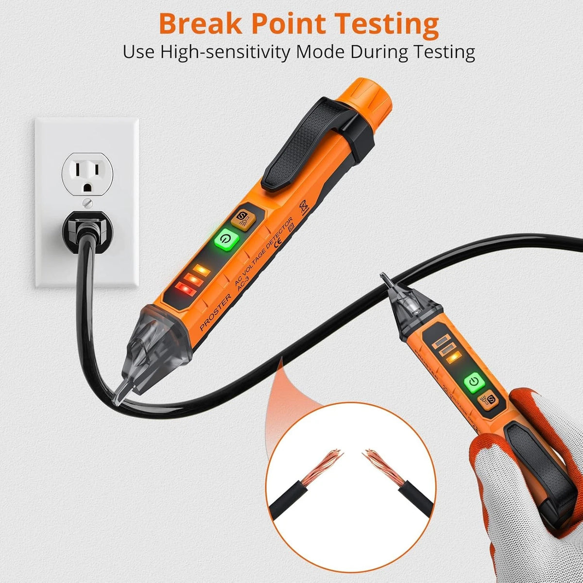 Non Contact Voltage Tester Pen for Automotive Use (Adjustable Black and Orange)