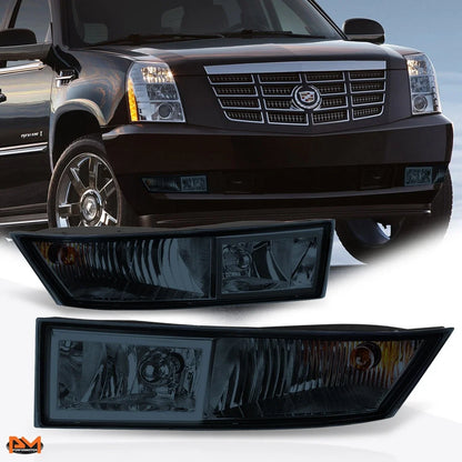 Smoked Lens Fog Lights with Bezel & Bulb Pair for Cadillac Escalade ESV/EXT (2007–2014)