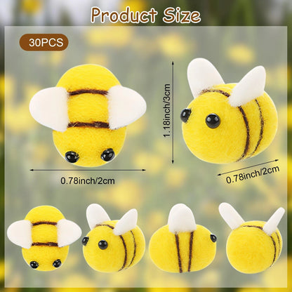 30 Pcs Mini Plush Bees for Crafts and Bee Themed Party Decor