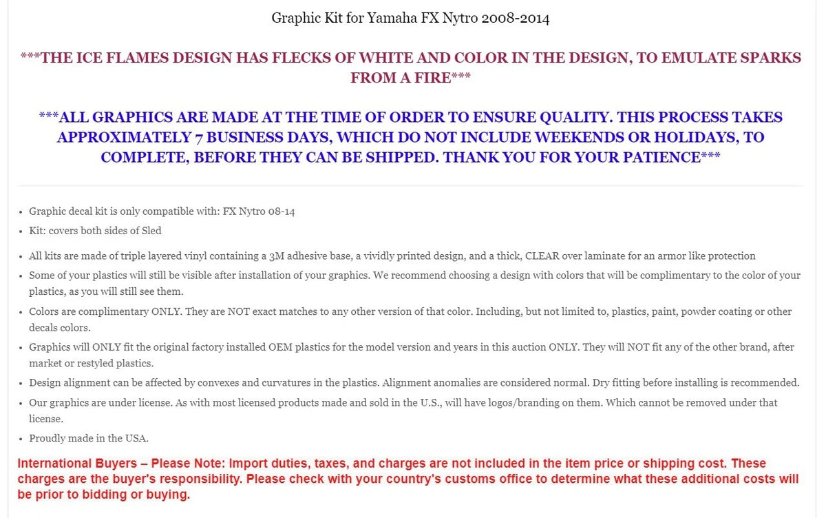 Snowmobile Graphic Decals Stickers for Yamaha FX Nytro (2008–2014)