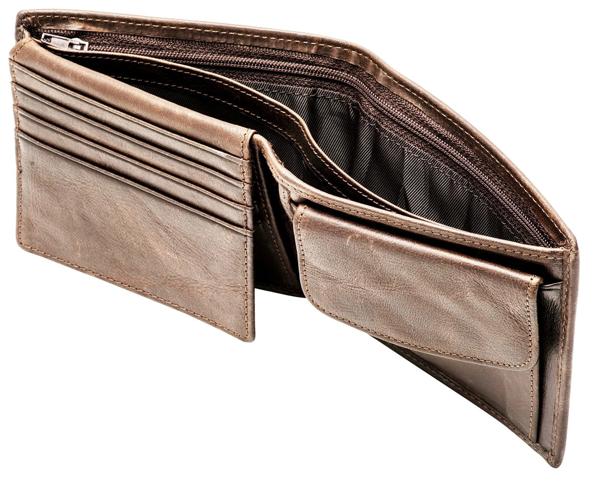 Genuine Leather Bifold Wallet for Men - Coffee