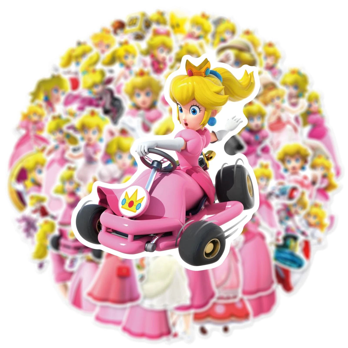 50Pcs Cartoon Princess Peach Stickers for Kids (2-3 inch)