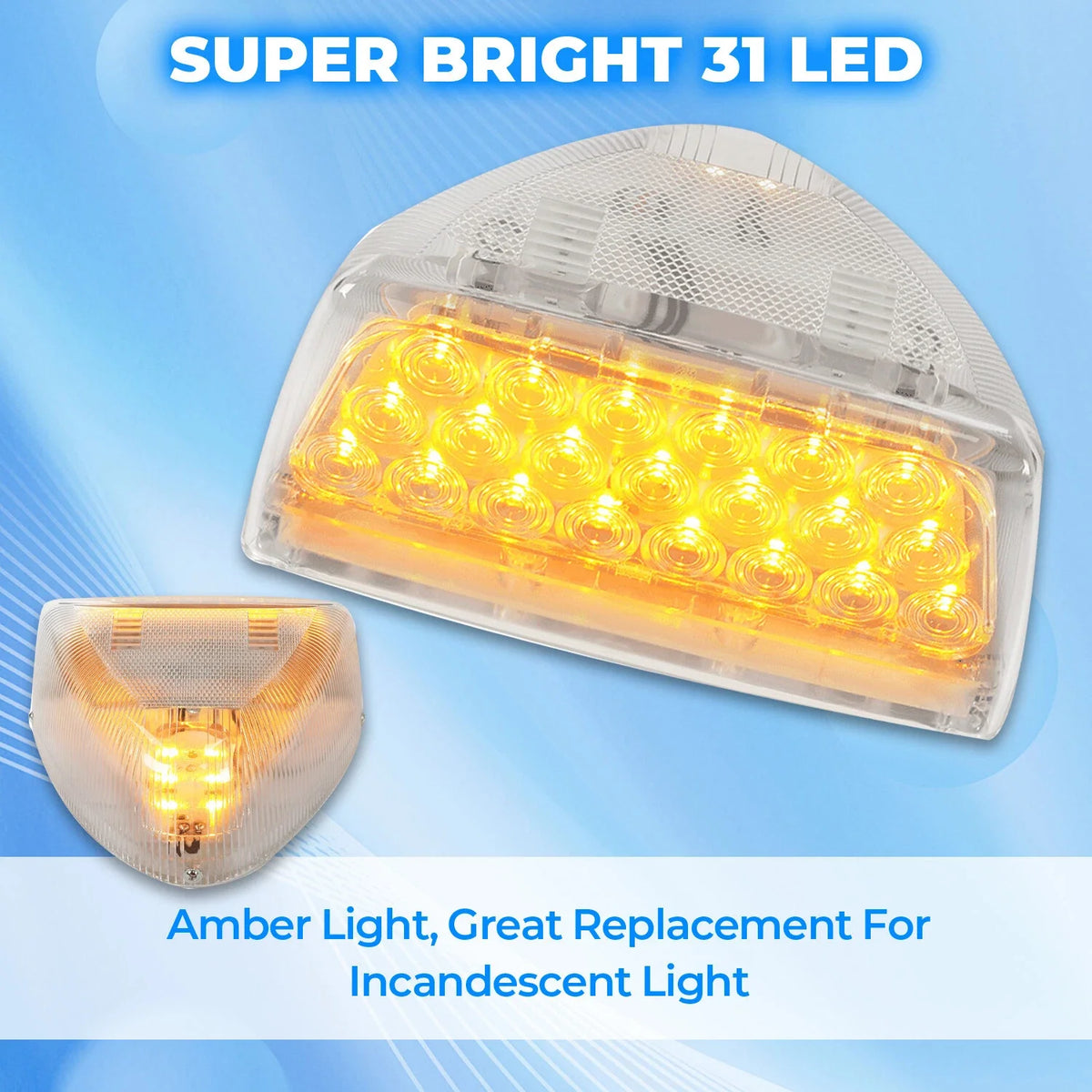 Pair of 31 LED Turn Signal Lights for Peterbilt 379 359 (LED/Clear Lens)
