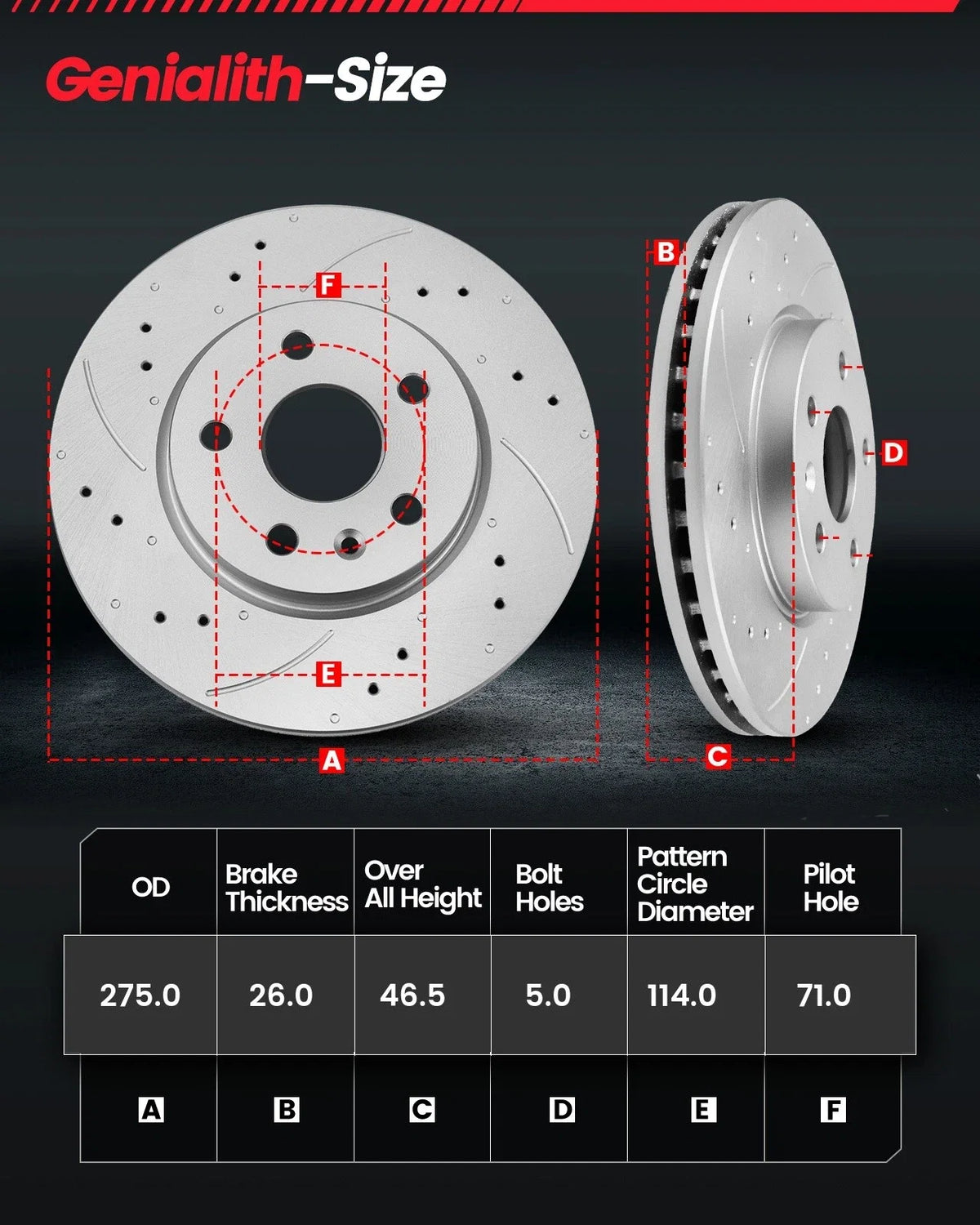 Front Brake Rotors & Ceramic Pads for Ford Mustang (1999–2004) 275mm