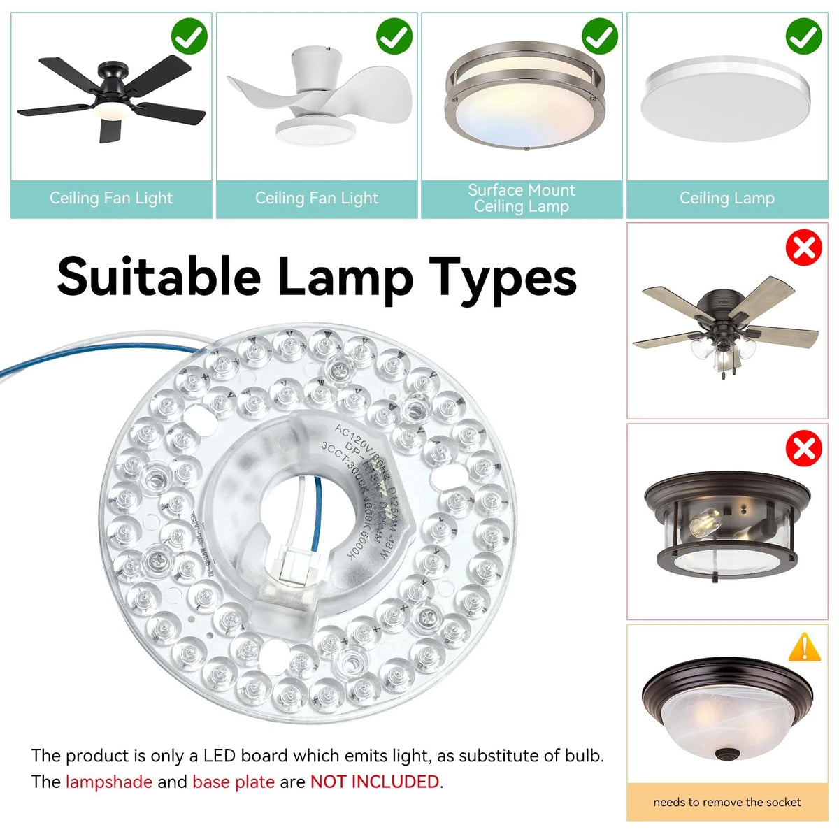 4.92" LED Light Board for Ceiling Fan (Upgrade)