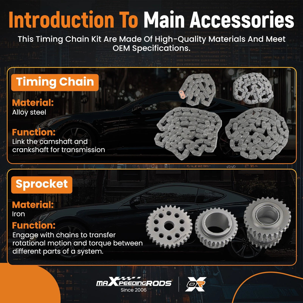 Timing Chain Kit & Sprocket for Maserati Ghibli Levante Quattroporte (2014–2023) QKWH15