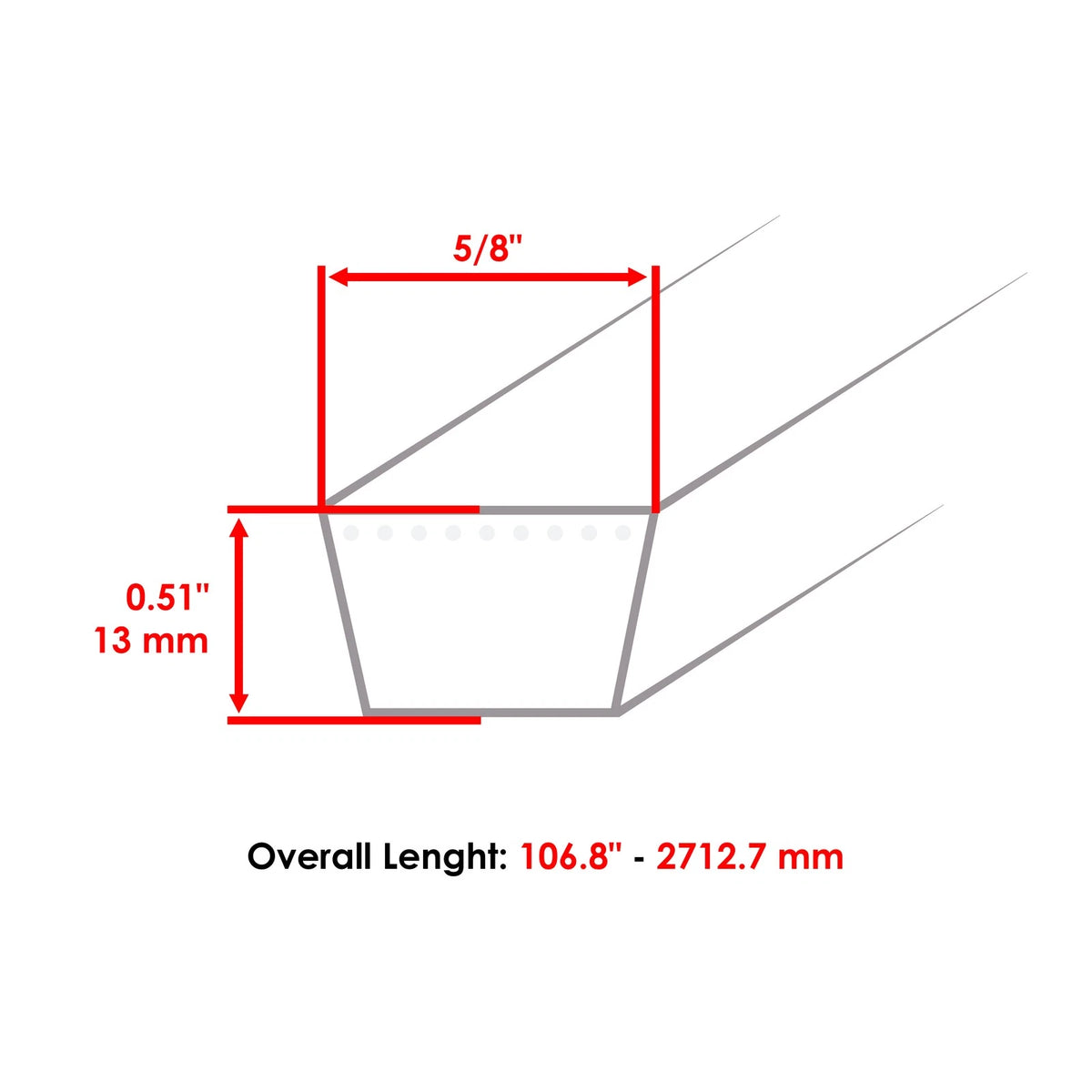 Aramid V-Belt 5/8" x 106" for Land Pride Cutter Deck (AB738 - MD)