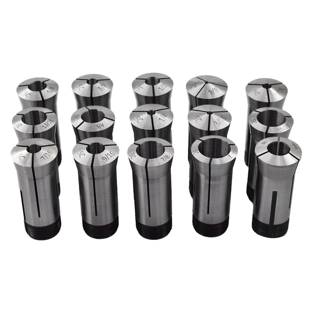 15 Pc Round Collet Set for Lathe (1/8" to 1")