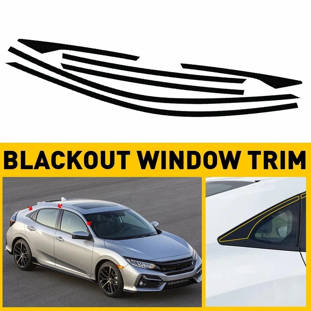 Set of 6 Blackout Window Trim Stickers for Honda Civic Sedan (2016–2021)