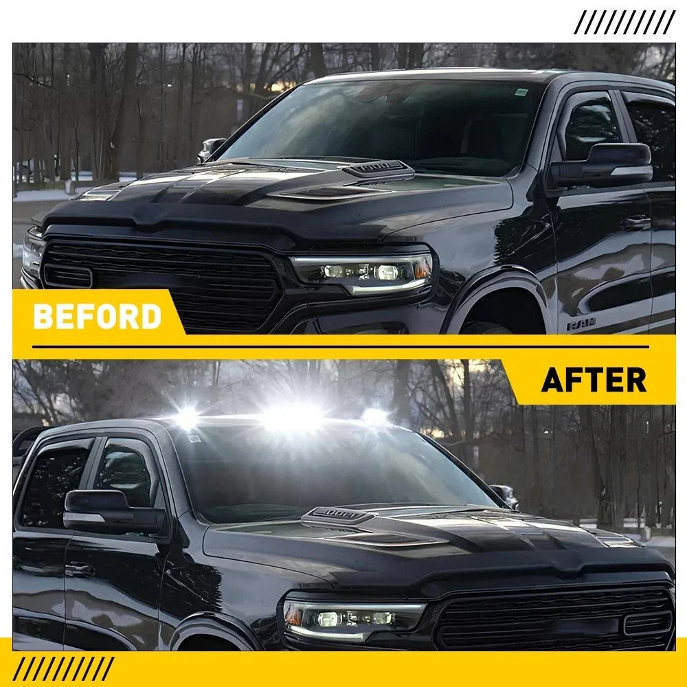 Smoked White LED Cab Roof Marker Lights for Chevy GMC Sierra (2002–2007)
