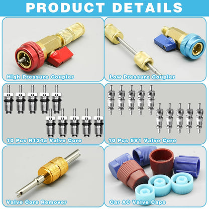 31Pcs R134A Valve Core Quick Remover Installer Tool Set for Automotive