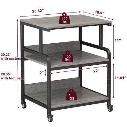 3 Tier Printer Stand with Wheels for Large Printers