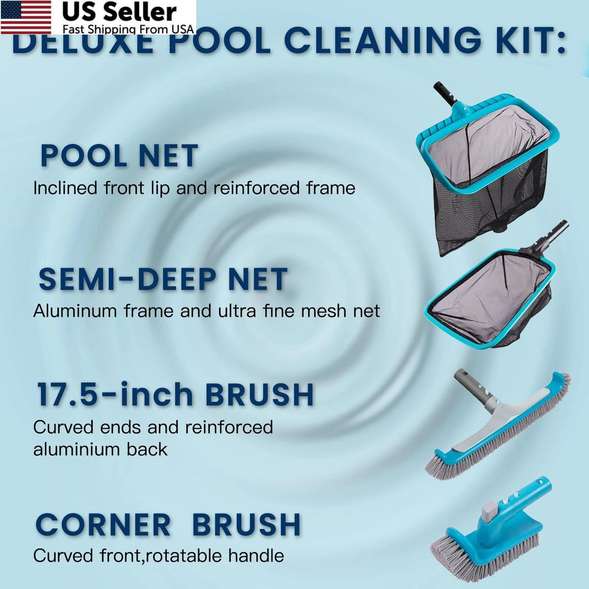 2X Brush Heads for Swimming Pool Cleaning Kit