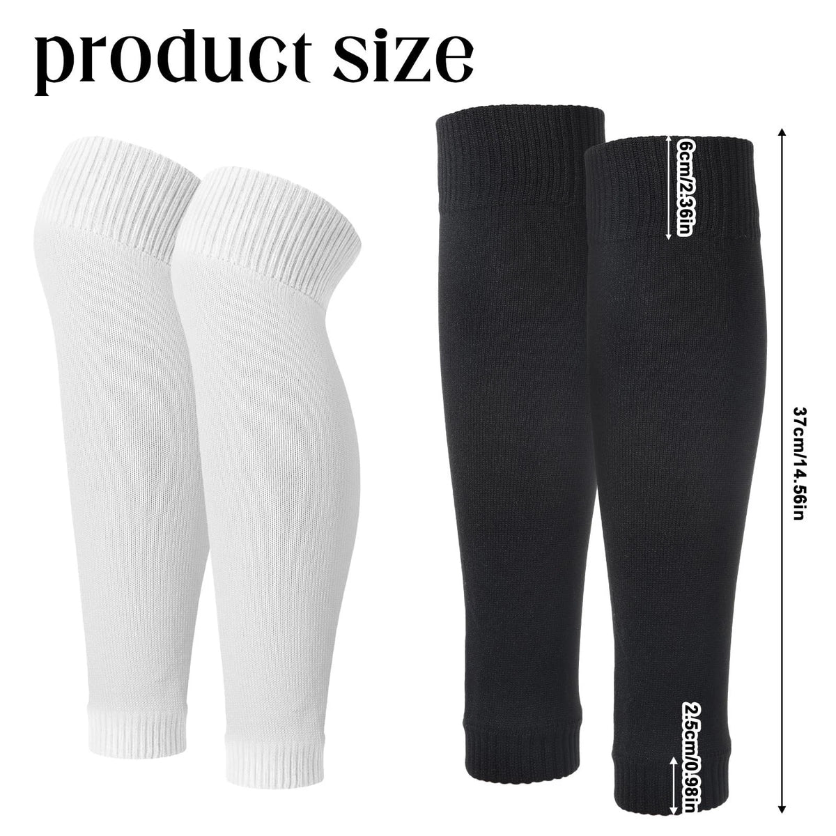 2 Pairs Precut Soccer Socks Grip for Soccer (14.57 inch, Black, White)