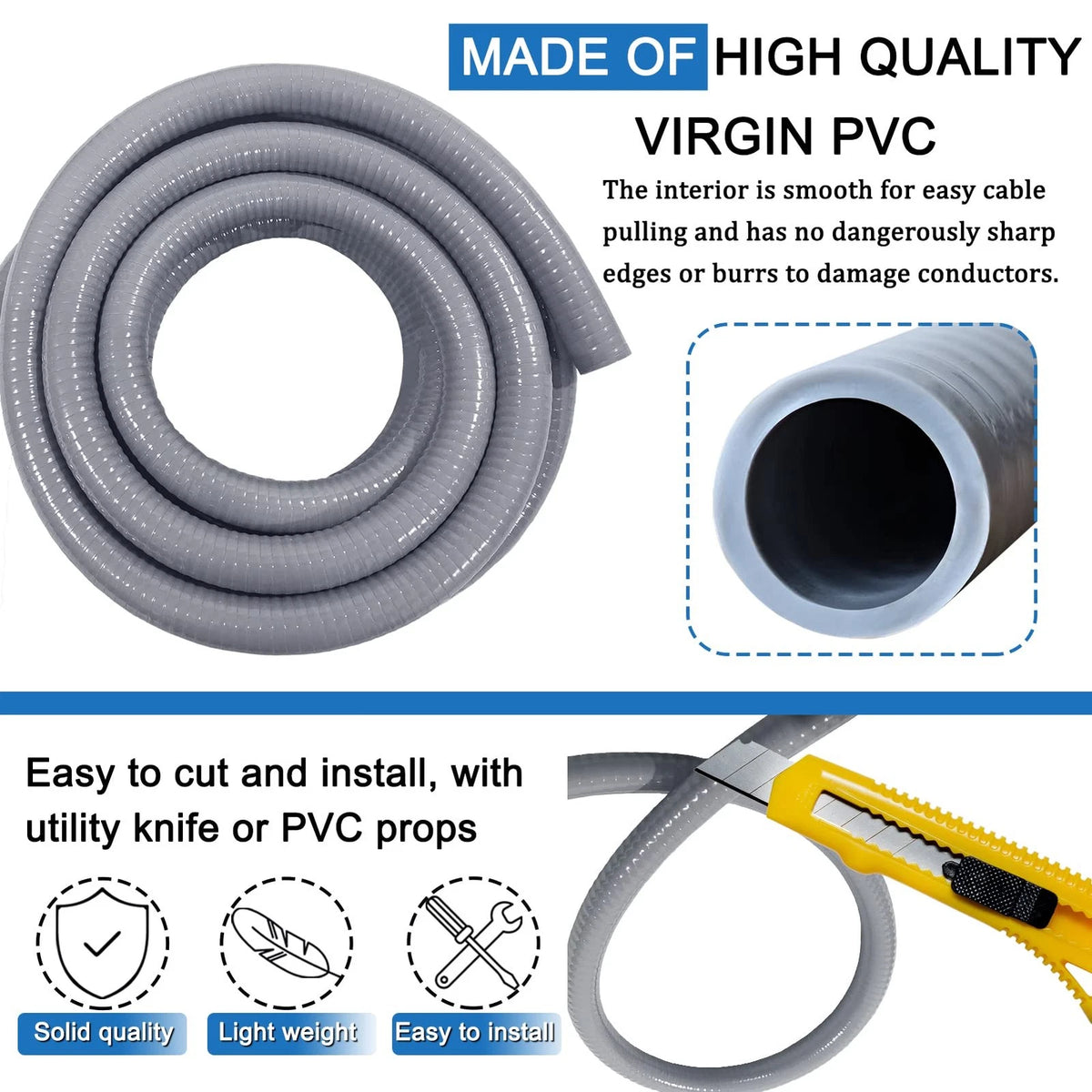 Set of 8 Connectors for Liquid-Tight Conduit 1/2IN (50 ft)