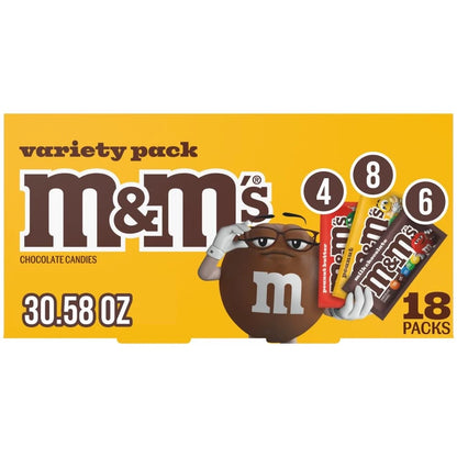 Pack of 18 M&M's Milk Chocolate, Peanut, Peanut Butter Original