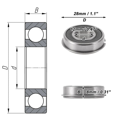 Deep Groove Ball Bearing 12x28x8mm for Scooter Skateboard (6001NR2RS)