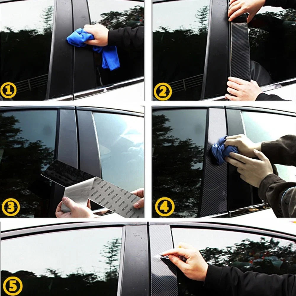 Carbon Fiber Door Window Pillar Post Cover Trim for Honda Civic (2016–2023)
